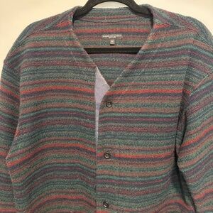 Engineered Garments Knit Cardigan in Green Fair Isle Stripe (LIKE-NEW)